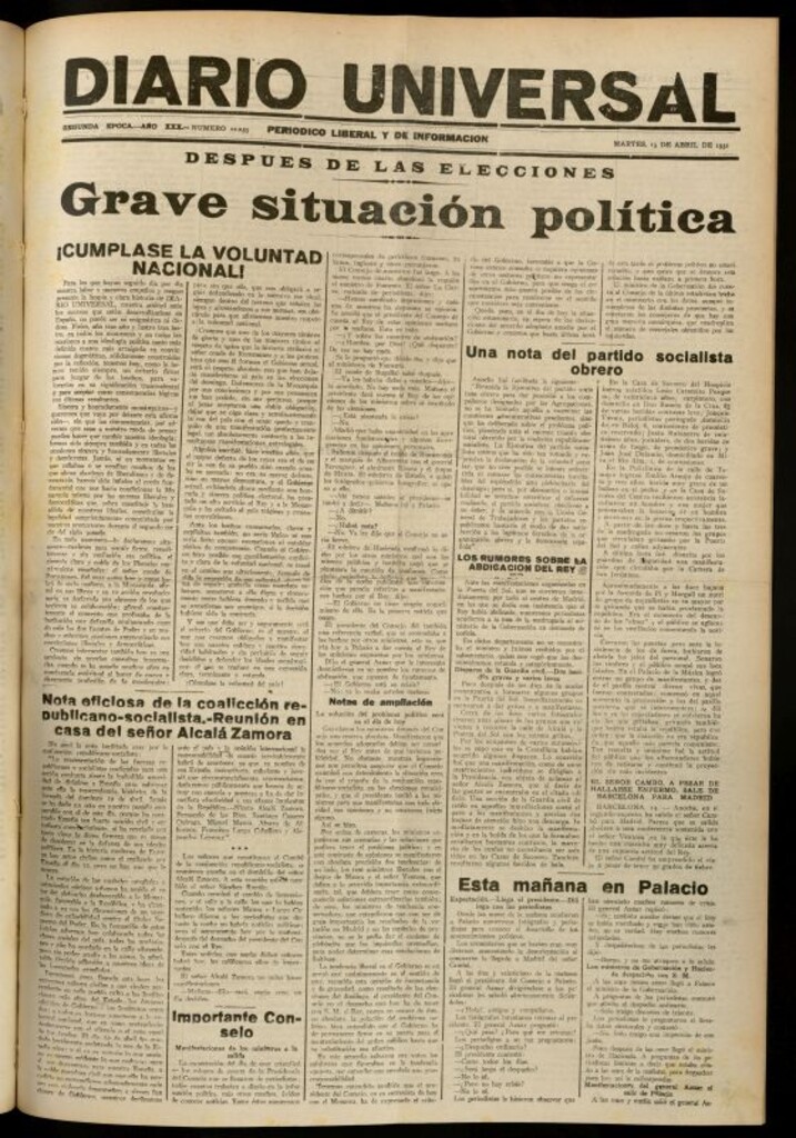 Miniatura de Diario Universal del 14 de abril de 1931