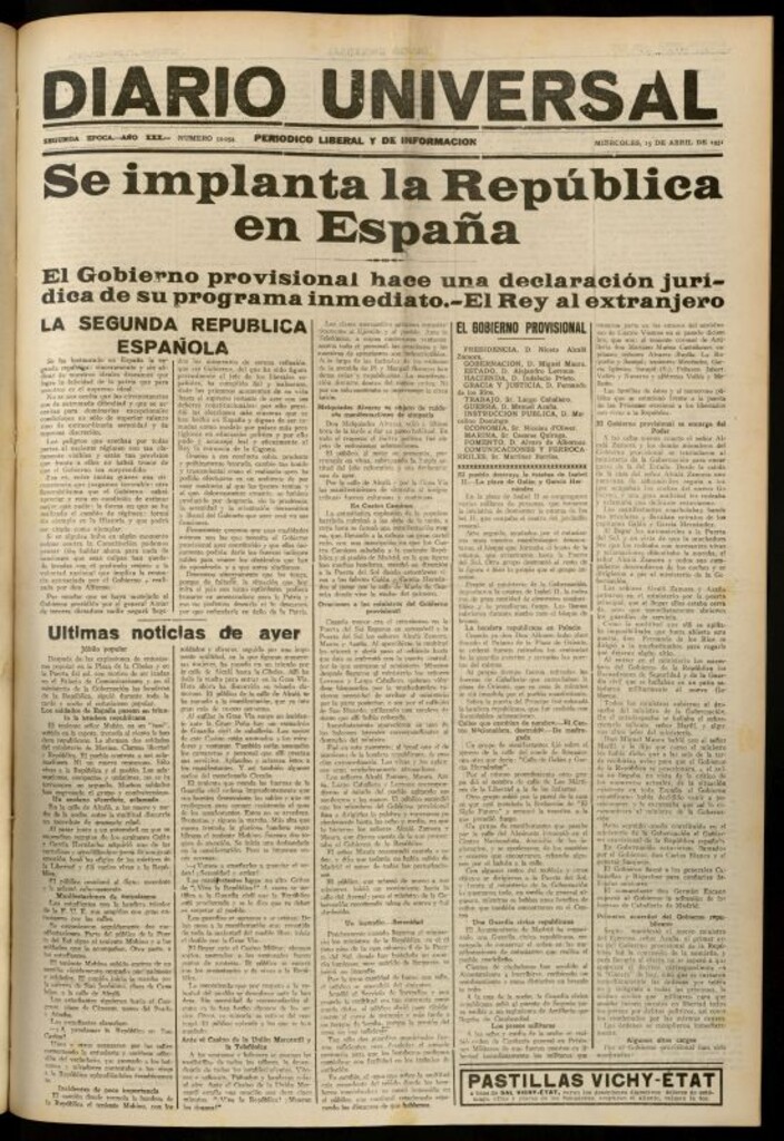 Miniatura de Diario Universal del 15 de abril de 1931
