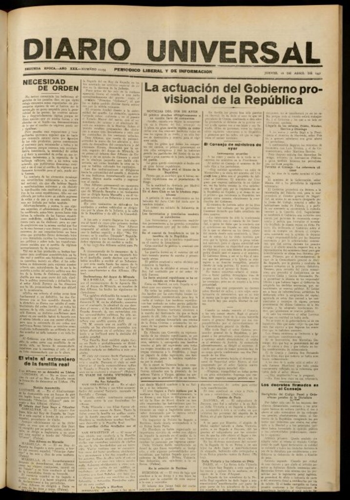 Miniatura de Diario Universal del 16 de abril de 1931