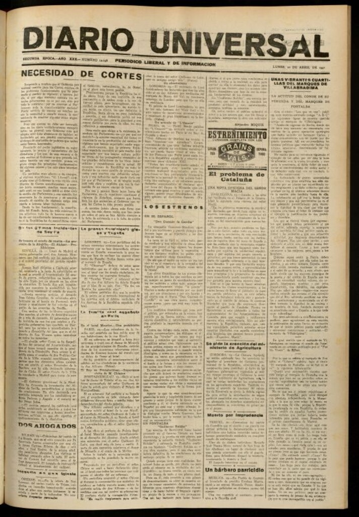 Miniatura de Diario Universal del 20 de abril de 1931