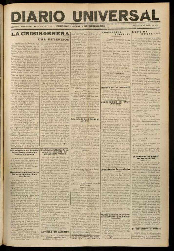 Miniatura de Diario Universal del 28 de abril de 1931