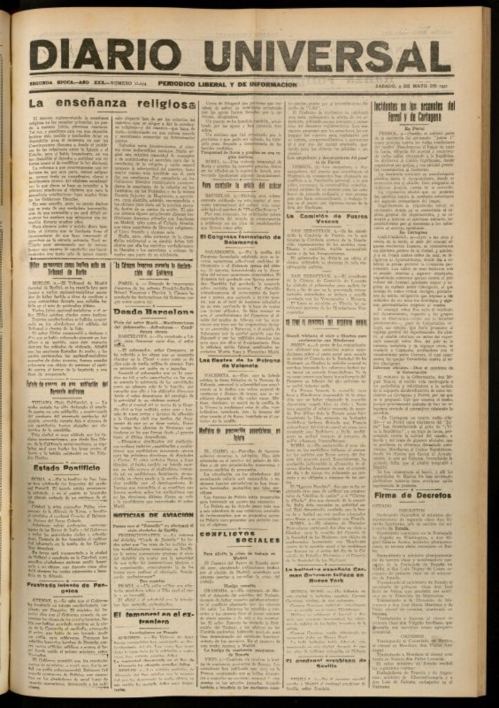 Miniatura de Diario Universal del 9 de mayo de 1931