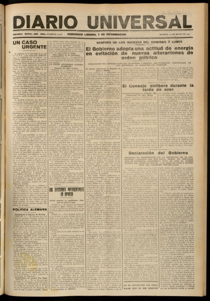 Miniatura de Diario Universal del 12 de mayo de 1931