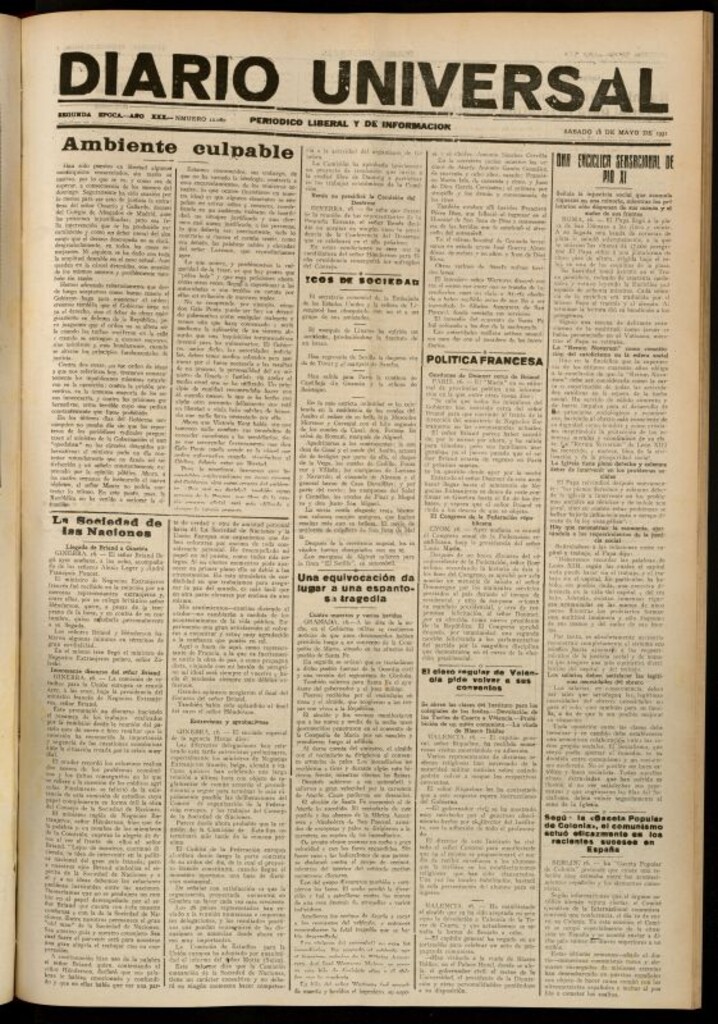 Miniatura de Diario Universal del 16 de mayo de 1931