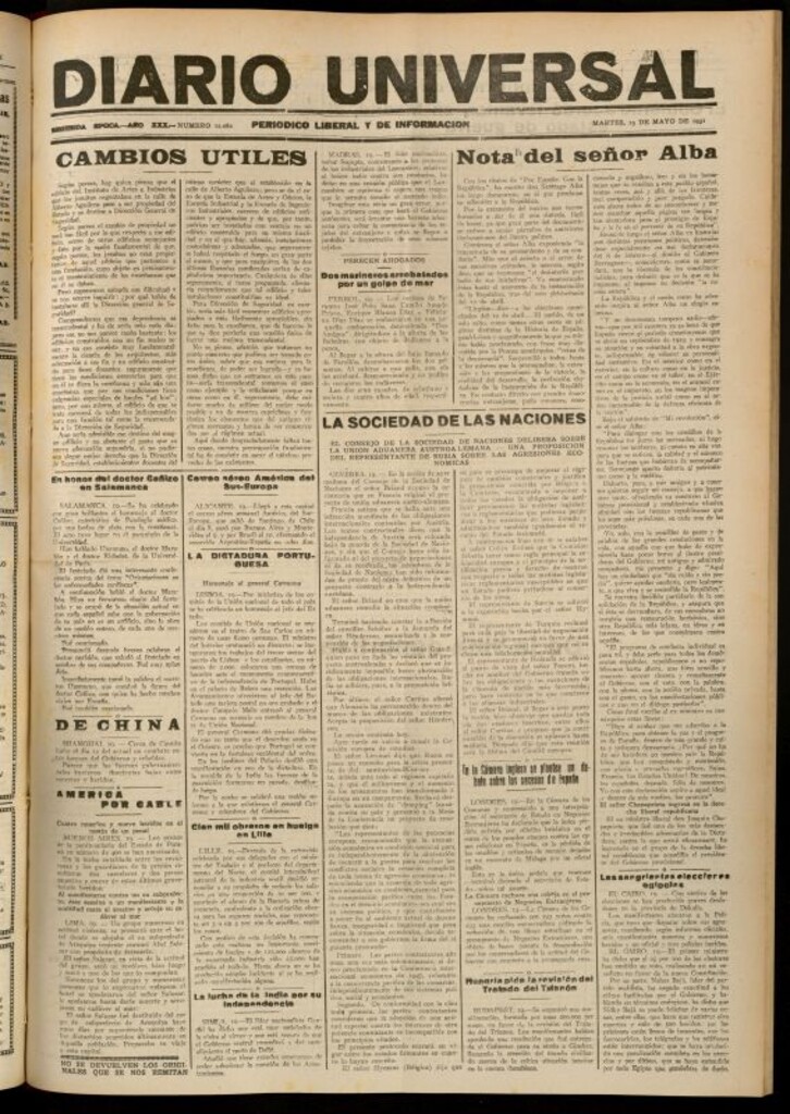 Miniatura de Diario Universal del 19 de mayo de 1931