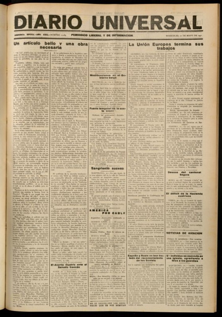 Miniatura de Diario Universal del 20 de mayo de 1931