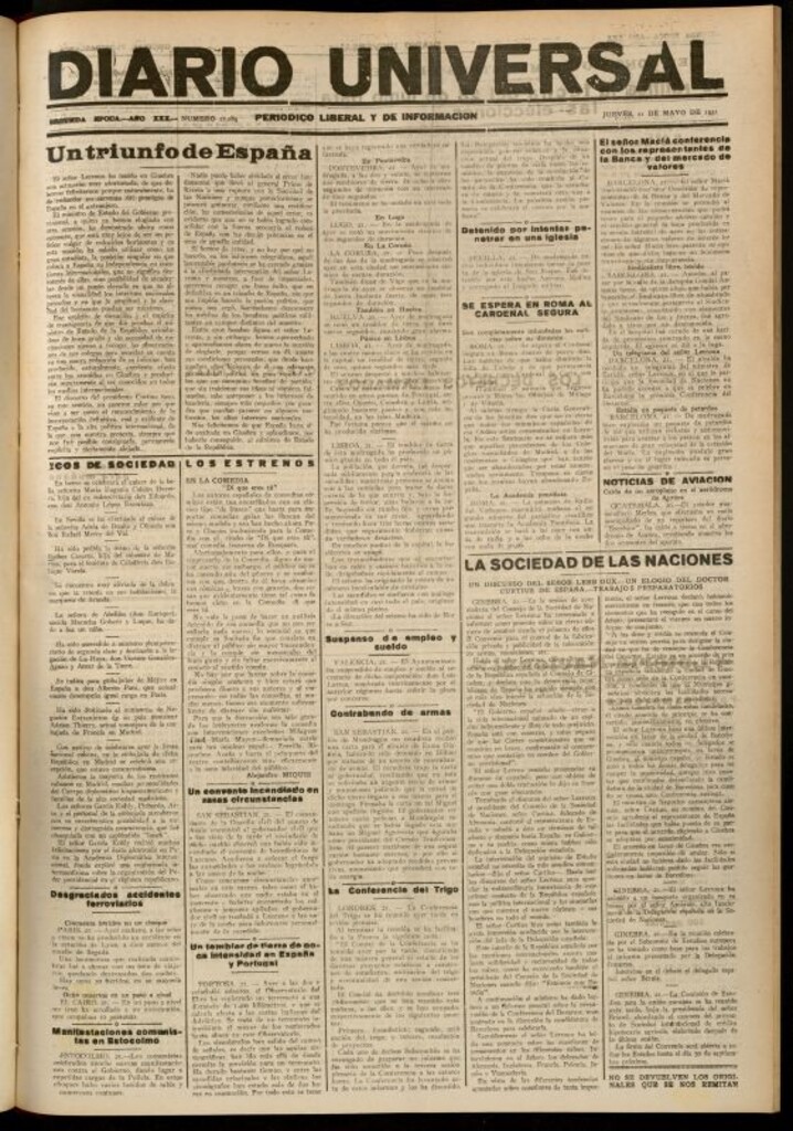 Miniatura de Diario Universal del 21 de mayo de 1931