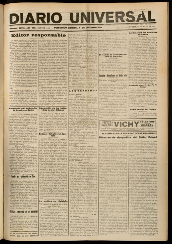 Miniatura de Diario Universal del 22 de mayo de 1931