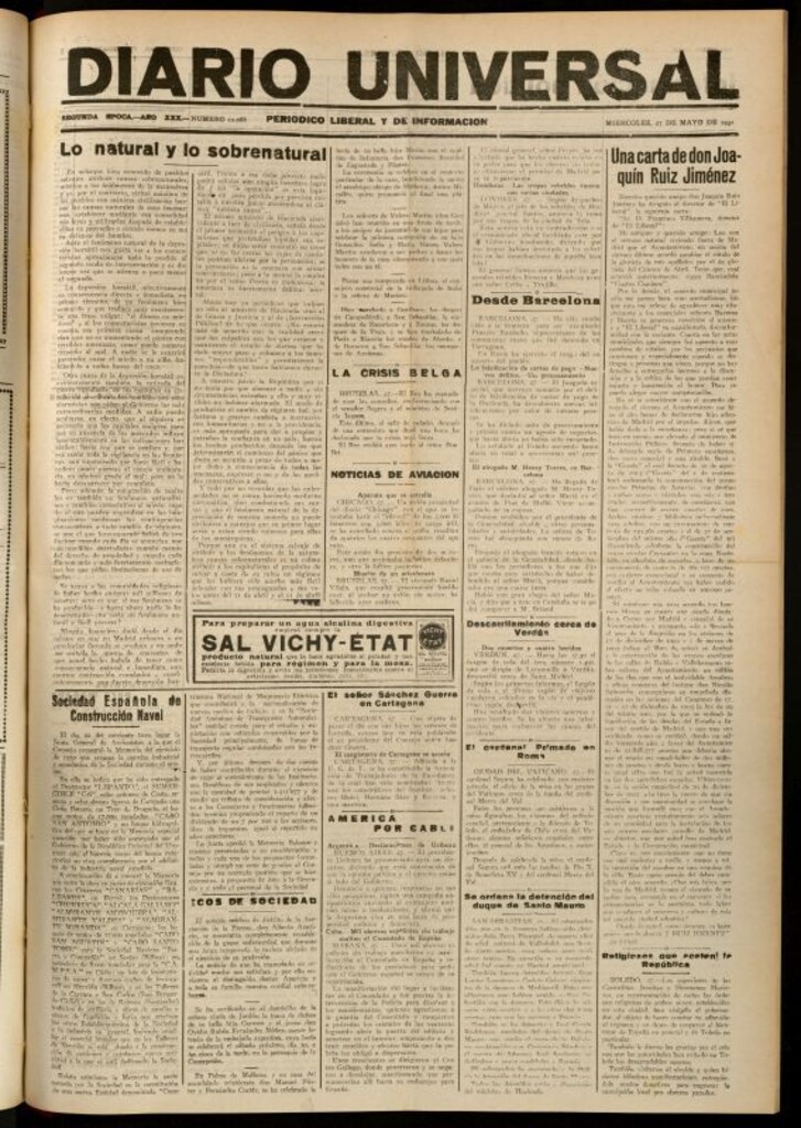 Miniatura de Diario Universal del 27 de mayo de 1931