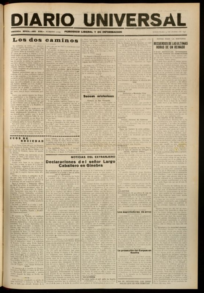 Miniatura de Diario Universal del 3 de junio de 1931