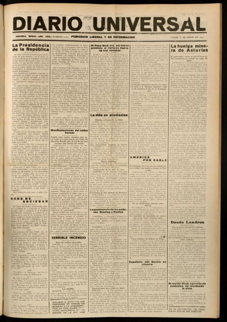 Miniatura de Diario Universal del 8 de junio de 1931
