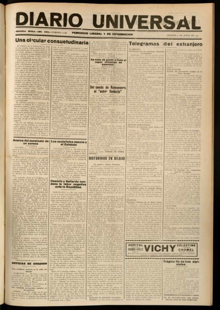 Miniatura de Diario Universal del 9 de junio de 1931