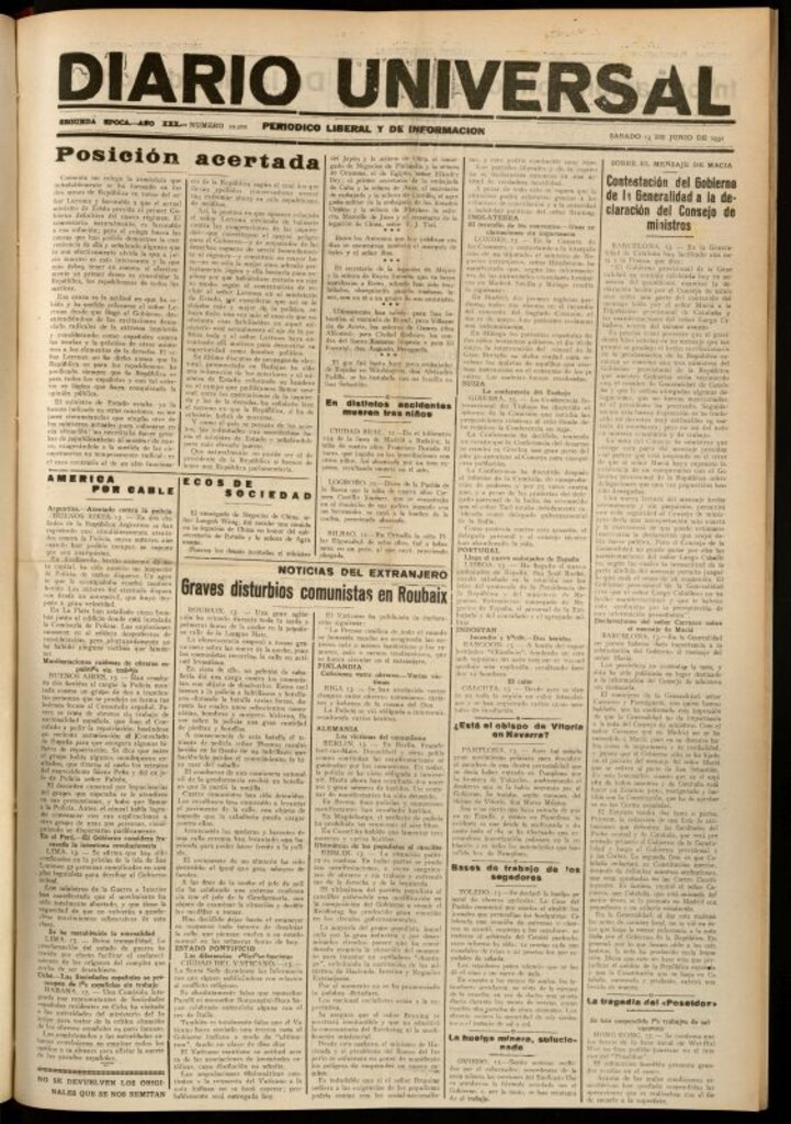 Miniatura de Diario Universal del 13 de junio de 1931