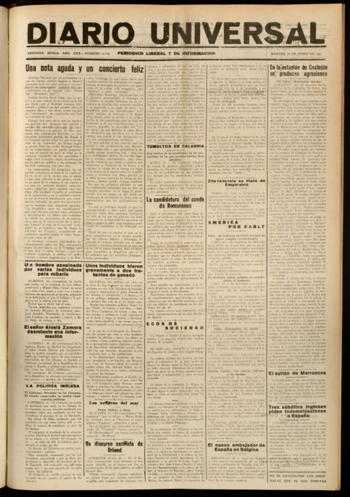 Miniatura de Diario Universal del 16 de junio de 1931