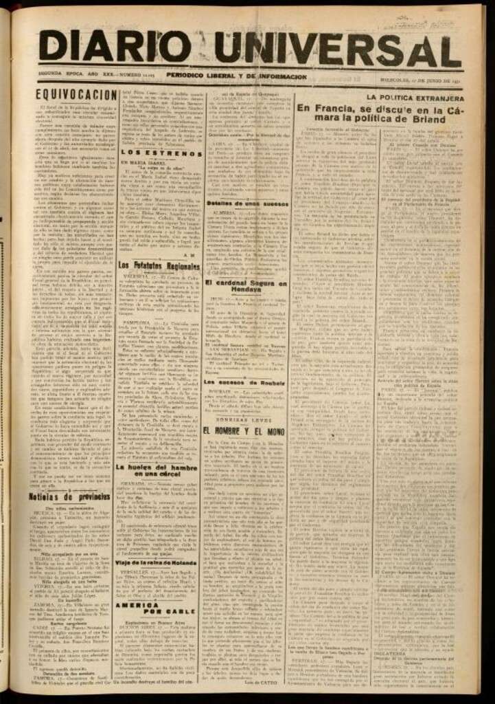Miniatura de Diario Universal del 17 de junio de 1931