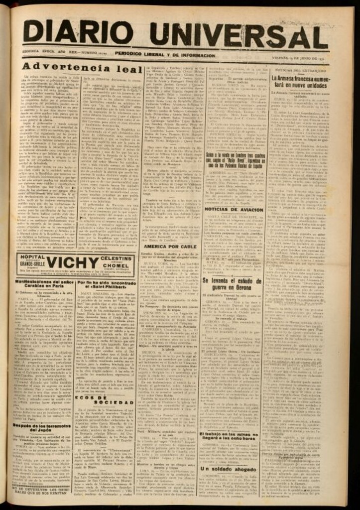 Miniatura de Diario Universal del 19 de junio de 1931