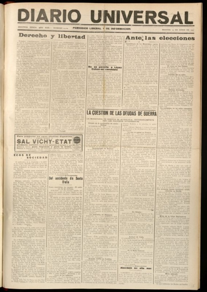 Miniatura de Diario Universal del 23 de junio de 1931