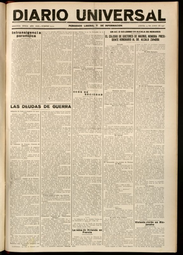 Miniatura de Diario Universal del 25 de junio de 1931