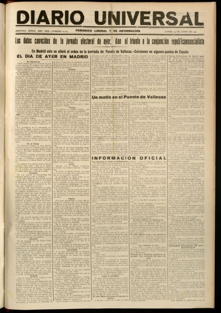 Miniatura de Diario Universal del 29 de junio de 1931