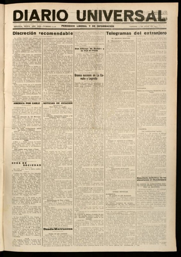Miniatura de Diario Universal del 3 de julio de 1931