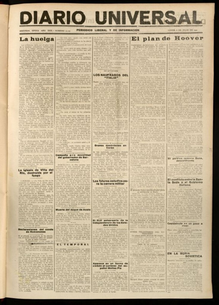 Miniatura de Diario Universal del 6 de julio de 1931