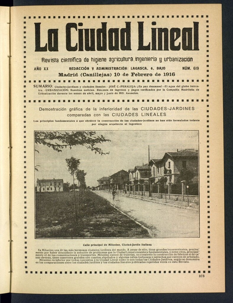 Miniatura de La Ciudad Lineal : órgano oficial de la Compañía Madrileña de Urbanización del 10 de febrero de 1916