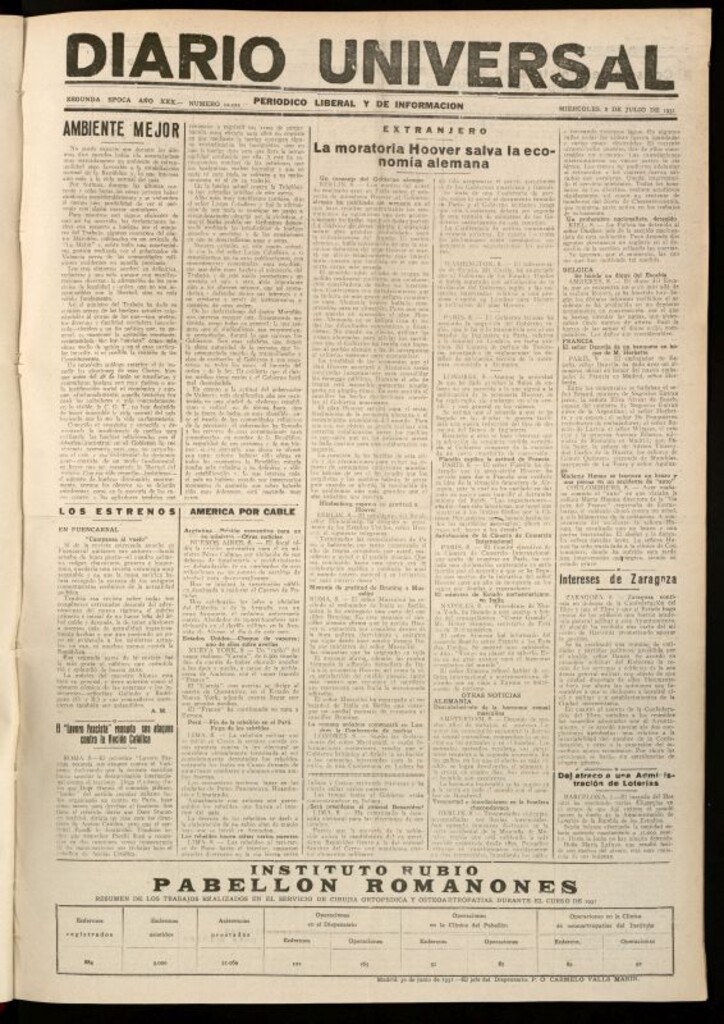 Miniatura de Diario Universal del 8 de julio de 1931