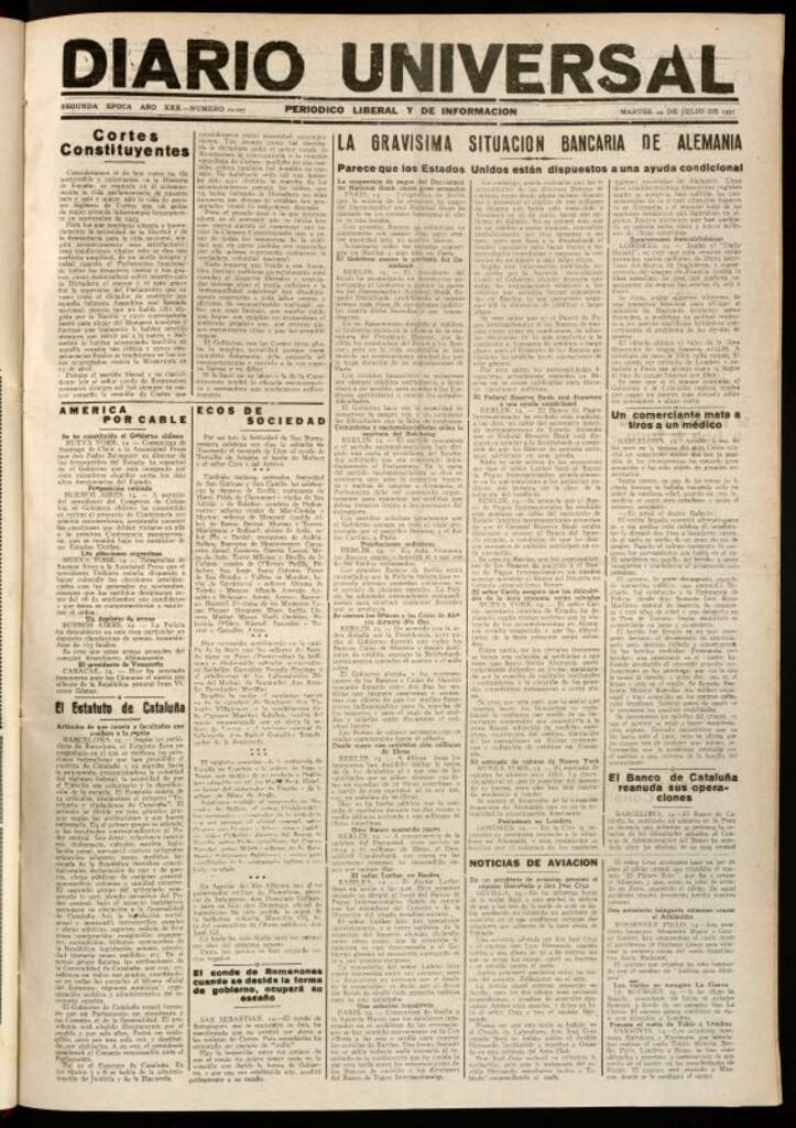 Miniatura de Diario Universal del 14 de julio de 1931