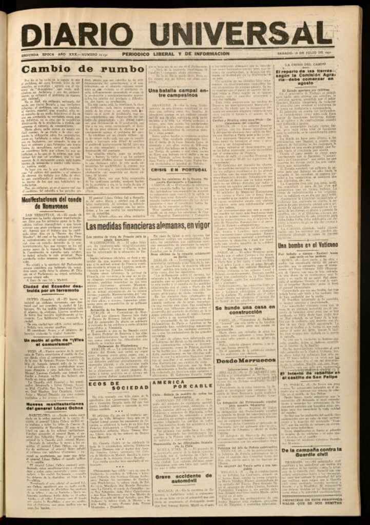 Miniatura de Diario Universal del 18 de julio de 1931