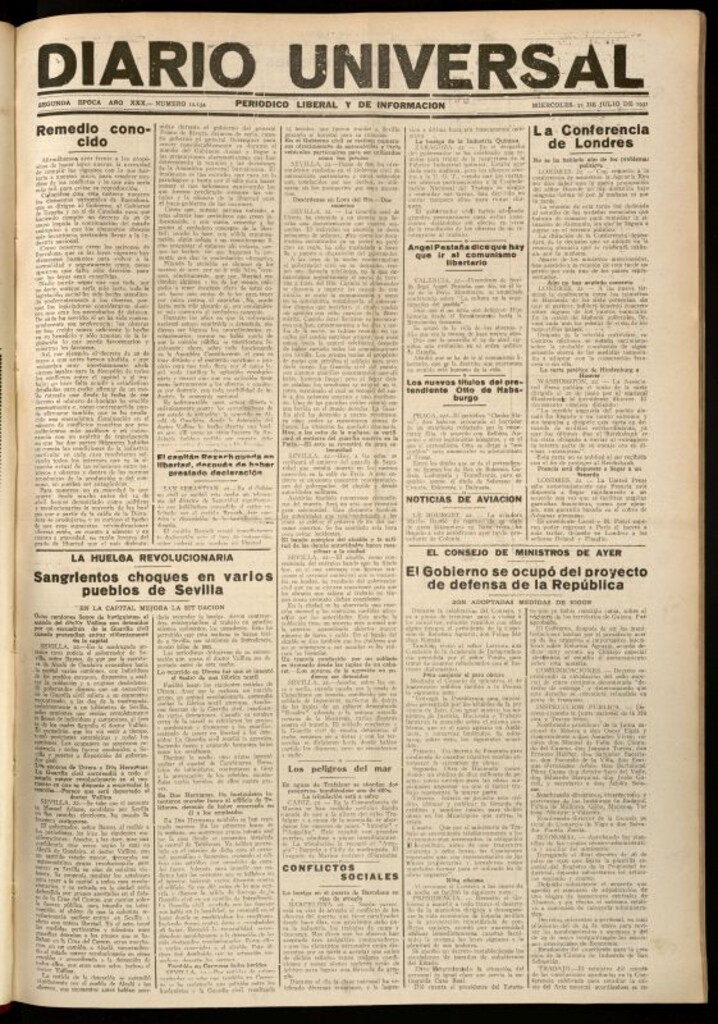 Miniatura de Diario Universal del 22 de julio de 1931