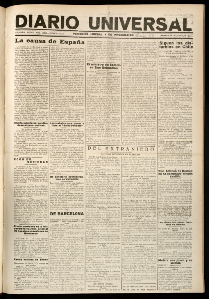 Miniatura de Diario Universal del 27 de julio de 1931