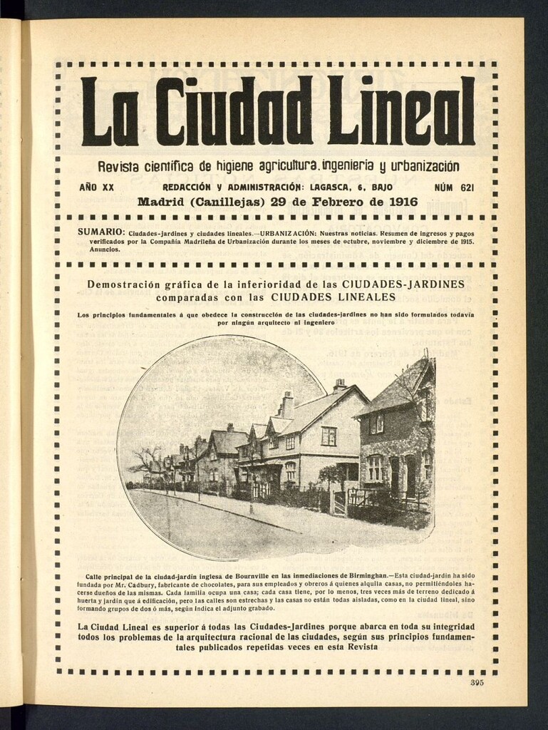 Miniatura de La Ciudad Lineal : órgano oficial de la Compañía Madrileña de Urbanización del 29 de febrero de 1916