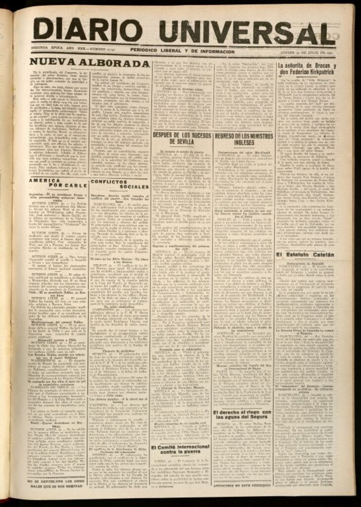 Miniatura de Diario Universal del 30 de julio de 1931