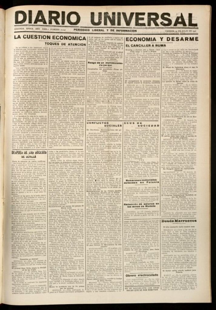 Miniatura de Diario Universal del 31 de julio de 1931