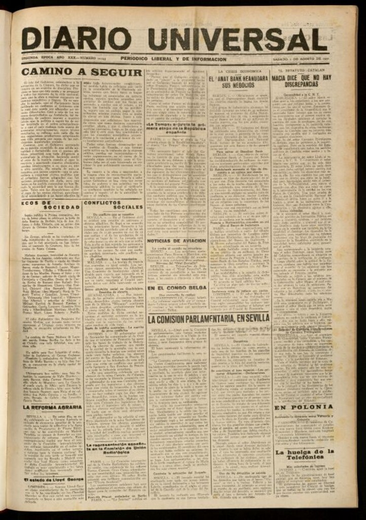 Miniatura de Diario Universal del 1 de agosto de 1931