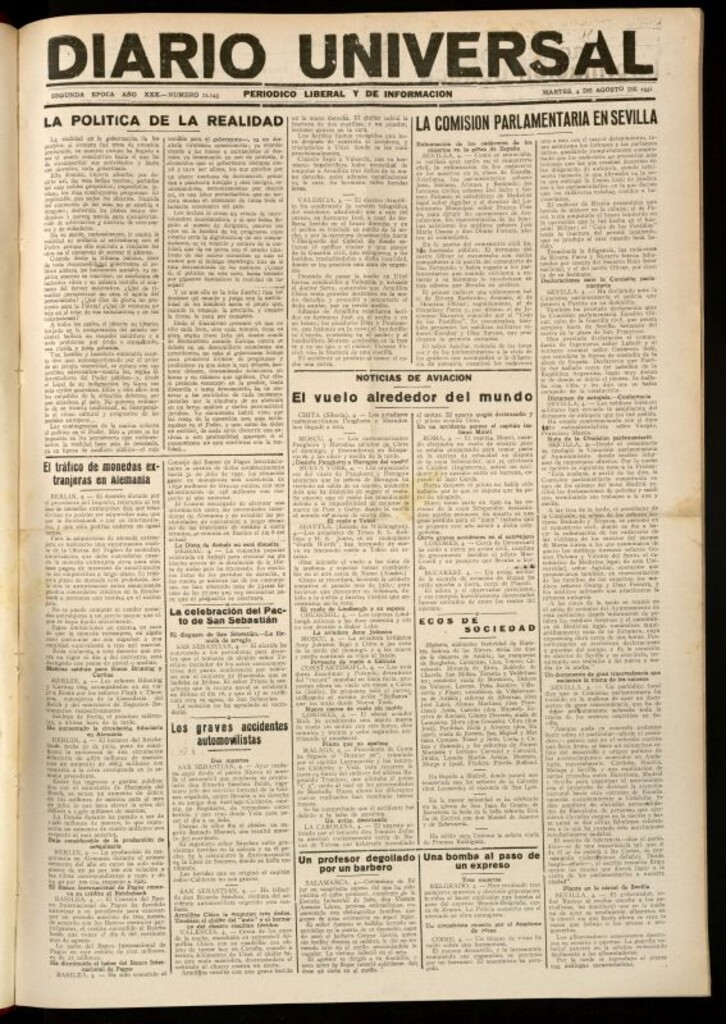 Miniatura de Diario Universal del 4 de agosto de 1931