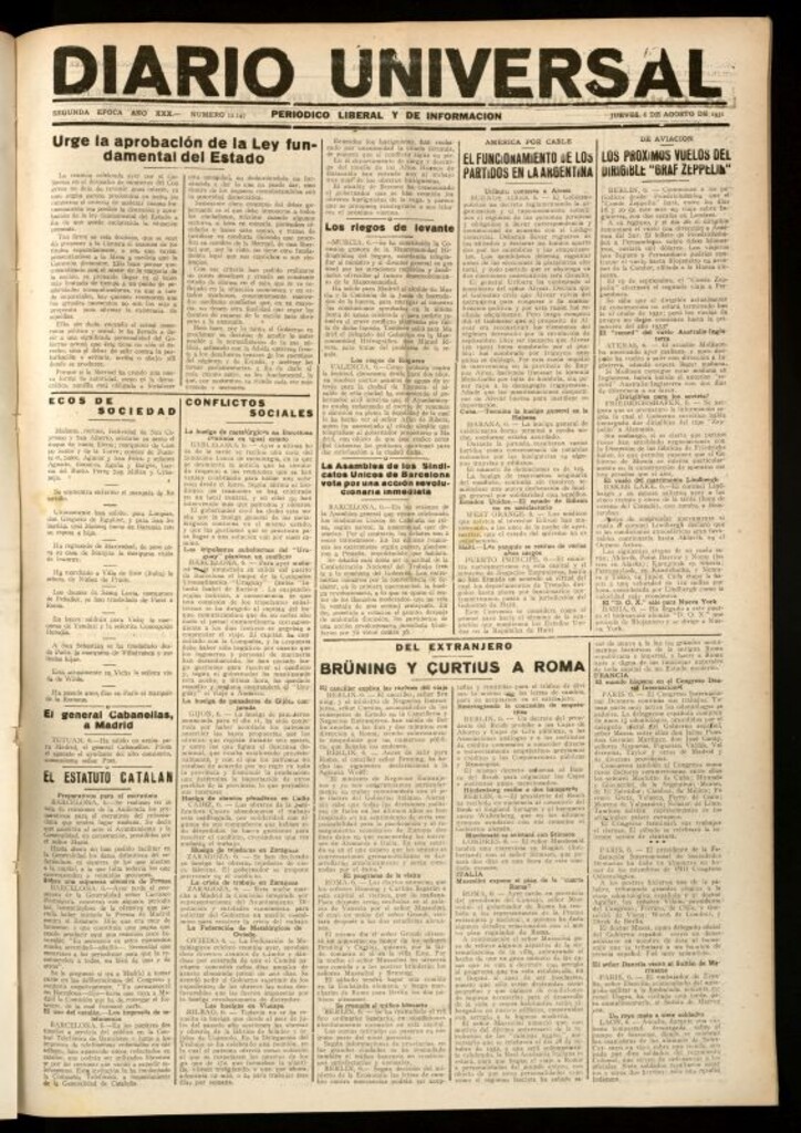 Miniatura de Diario Universal del 6 de agosto de 1931