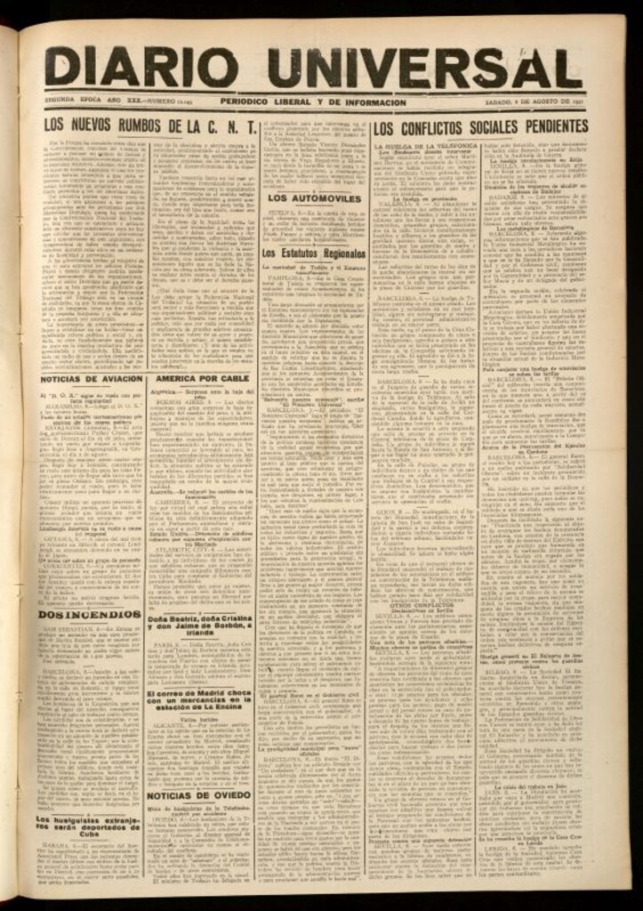 Miniatura de Diario Universal del 8 de agosto de 1931