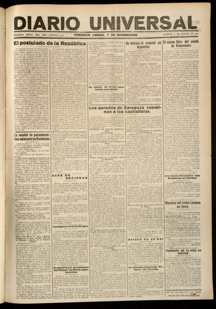 Miniatura de Diario Universal del 11 de agosto de 1931