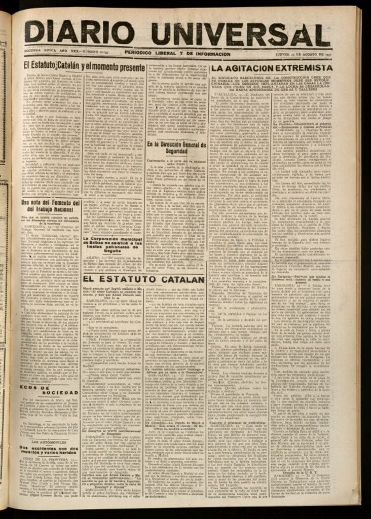 Miniatura de Diario Universal del 13 de agosto de 1931