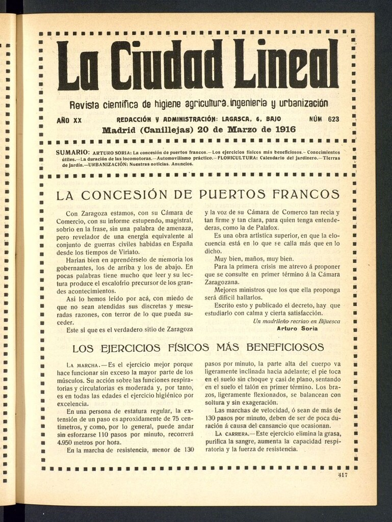 Miniatura de La Ciudad Lineal : órgano oficial de la Compañía Madrileña de Urbanización del 20 de marzo de 1916