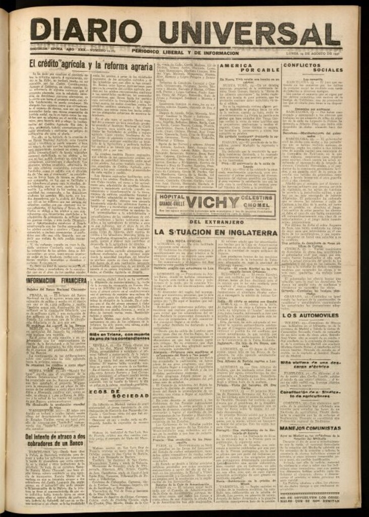Miniatura de Diario Universal del 24 de agosto de 1931