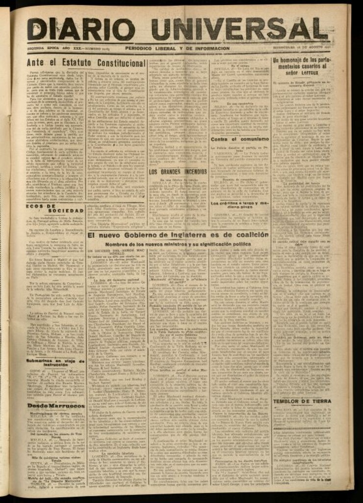 Miniatura de Diario Universal del 26 de agosto de 1931