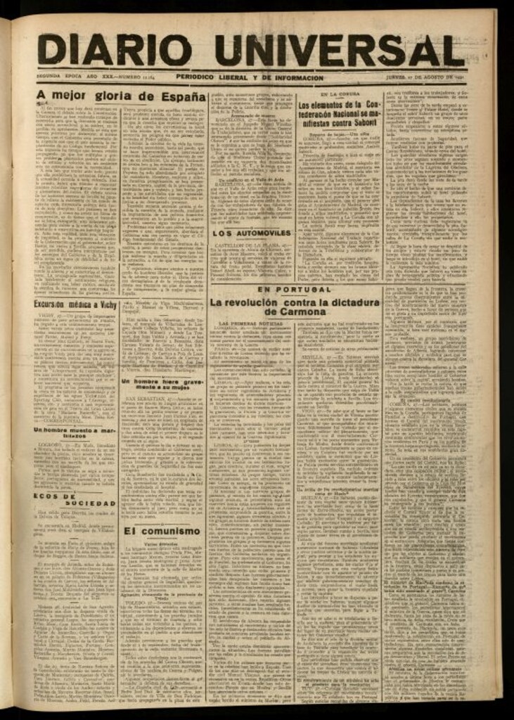 Miniatura de Diario Universal del 27 de agosto de 1931