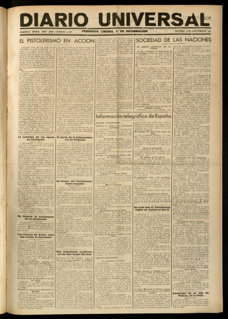 Miniatura de Diario Universal del 1 de septiembre de 1931