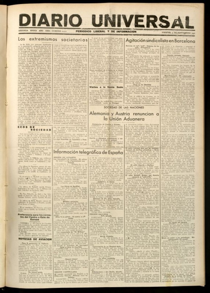 Miniatura de Diario Universal del 4 de septiembre de 1931