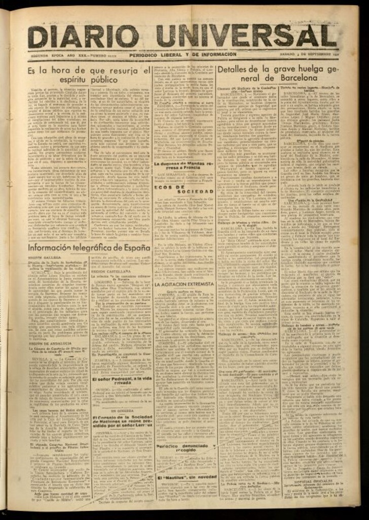 Miniatura de Diario Universal del 5 de septiembre de 1931