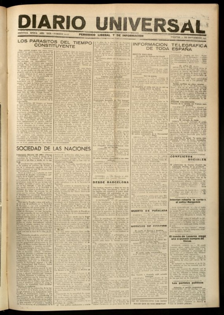 Miniatura de Diario Universal del 11 de septiembre de 1931