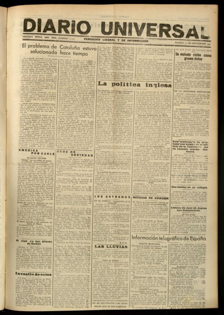 Miniatura de Diario Universal del 12 de septiembre de 1931
