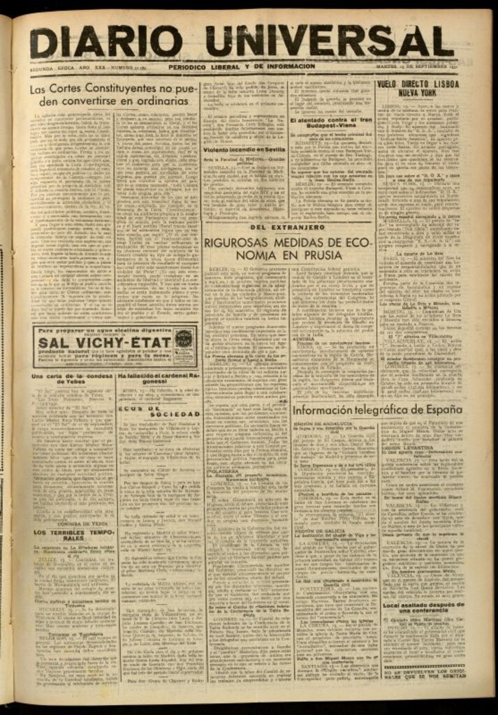 Miniatura de Diario Universal del 15 de septiembre de 1931